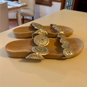 Jack Rogers Gold Leather Sandals